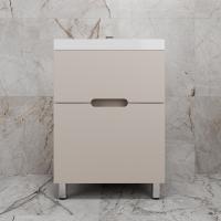 Тумба напольная "Матис 60" под ASTI 60 (2 ящика), КРЕМ, ЭМАЛЬ + Умывальник ASTI 600x450 кварц, серый шелк фото в интернет-магазине Русалия