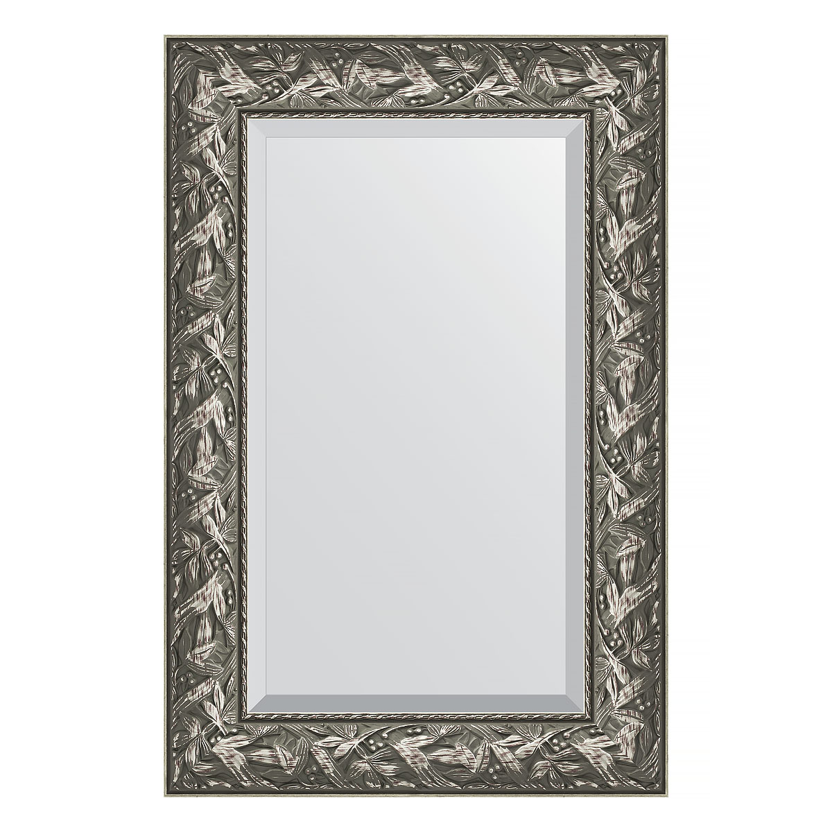 Зеркало настенное с фацетом EVOFORM в багетной раме Византия серебро, 59х89 см, BY 3416