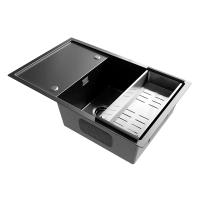 Кухонная мойка Ulgran Steel 780x500, черная брашированная сталь фото в интернет-магазине Русалия