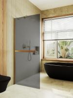 Душевая перегородка в широком профиле 1950*690 Стекло 8 мм Графит матовый +Полотенцедержатель MGD-724-3ш Maybah Glass фото в интернет-магазине Русалия