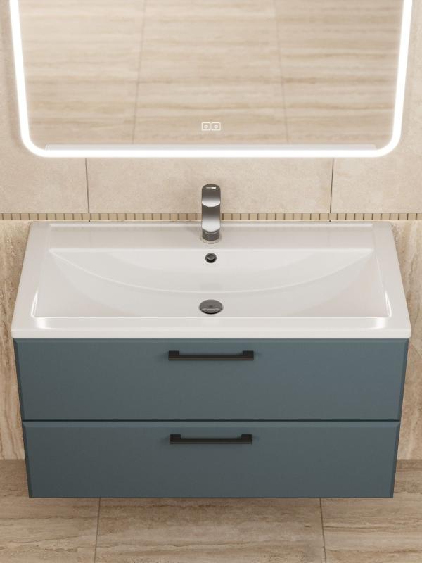 Тумба с раковиной для ванной Uperwood Foster New 90 см, подвесная, серый графит KFosterNEW90g