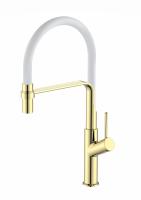 Смеситель для кухни ESKO гибкий излив ,белый, Gold (K50GW) фото в интернет-магазине Русалия