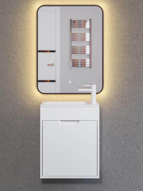 Тумба с раковиной для ванной Uperwood Modul 50 см, подвесная, матовая, белая  393020544
