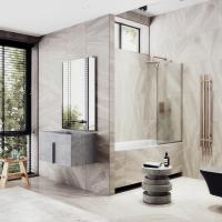 Неподвижная шторка для ванны в узком профиле 40 см, стекло матовое, профиль бронза MGV-90-2у Maybah Glass фото в интернет-магазине Русалия