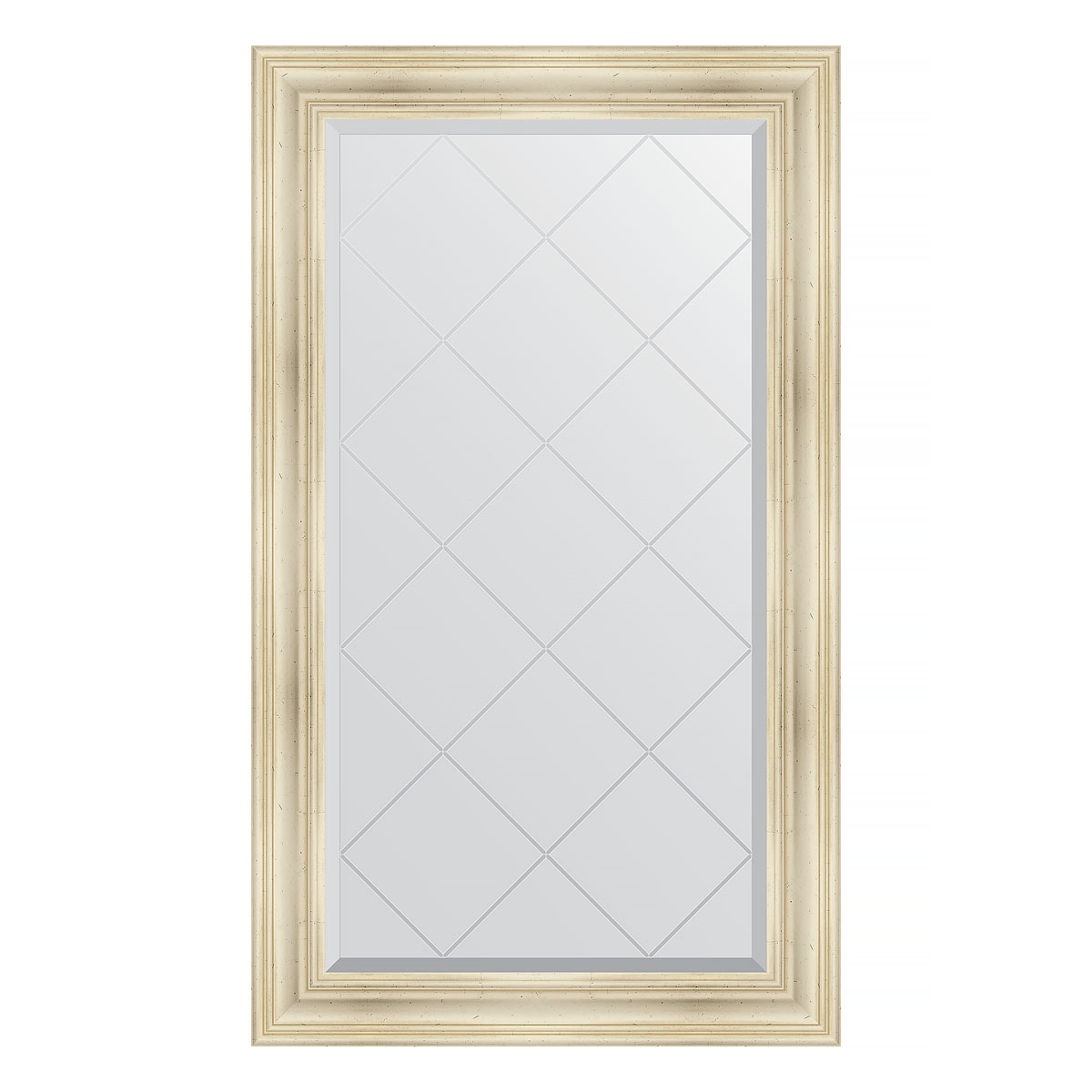 Зеркало настенное с гравировкой EVOFORM в багетной раме травленое серебро, 79х134 см, BY 4246