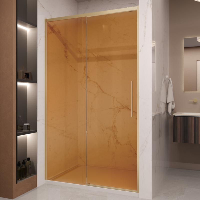 Душевая дверь Stella VDS-1ST120GSG, 1200, брашированное золото, стекло янтарь Vincea