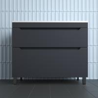 Тумба напольная "Остин" под раковину Фортуна 100 2 ящ графит эмаль PLUS + Умывальник Фортуна 1000*450 кварц антрацит фото в интернет-магазине Русалия