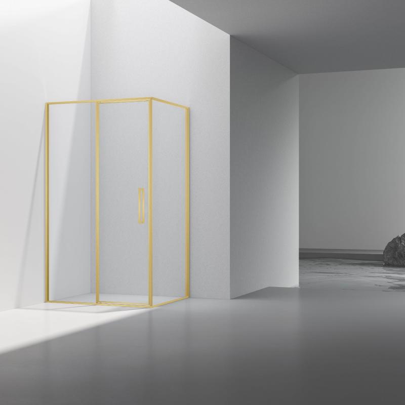 Душевой уголок Slim 8mm VSR-4SLP9012CLG, 1200*900, брашированное золото, стекло прозрачное Vincea