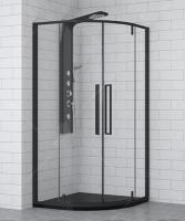 Душевой уголок 100х100 SV-53B полукруг, черный профиль RGW фото в интернет-магазине Русалия