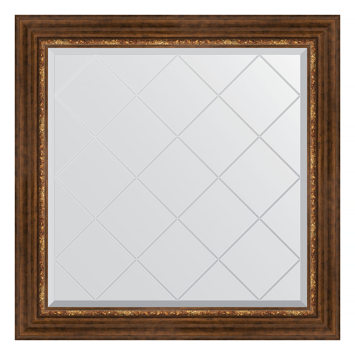 Зеркало настенное с гравировкой EVOFORM в багетной раме римская бронза, 86х86 см, BY 4320