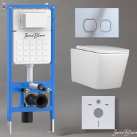 Комплект 3 в 1 инсталляция, унитаз безободковый белый TOLEDO ALTO (IB.TLA.231.1B1), клавиша смыва хром глянцевый, пластик  ESTI-Q (IB.B083.003.002), IBERICA BLANCA фото в интернет-магазине Русалия