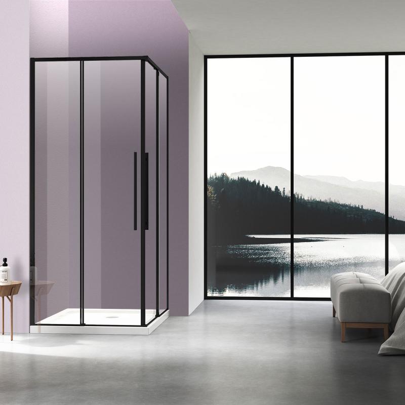 Душевой уголок Slim-N VSS-4SN9010CLB, 1000*900, черный, стекло прозрачное Vincea