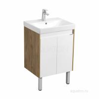 Тумба под раковину AQUATON Сканди Doors 55 белый глянец, дуб рустикальный, 1A278801SDZ90 фото в интернет-магазине Русалия