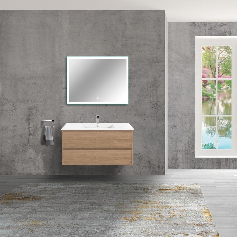 База под раковину Gio 100 подвесная, 2 выкатных ящика soft-close, N.Oak Vincea