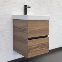 Тумба-умывальник Comforty Дартфорд-45 дуб тёмно-коричневый с раковиной Адриана 45 фото в интернет-магазине Русалия