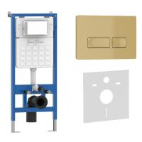 Комплект 2 в 1 инсталляция + клавиша смыва золото матовое, пластик ESTI-R (IB.B021.005.000) IBERICA BLANCA фото в интернет-магазине Русалия