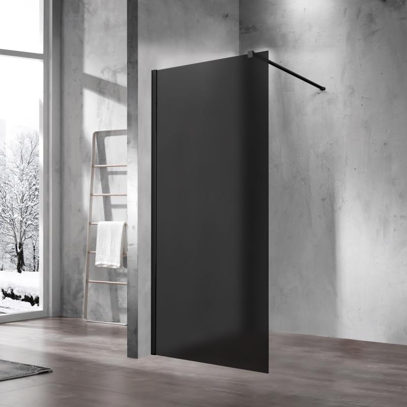 Душевая перегородка Walk-In VSW-1H900GFB, 900*2000, черный матовый, стекло матовое тонированное Vincea
