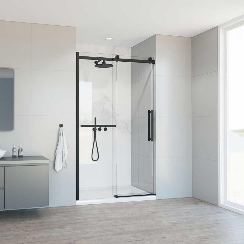 Душевая дверь Como Soft VDS-1CS130CLB, 1300, черный, стекло прозрачное Vincea