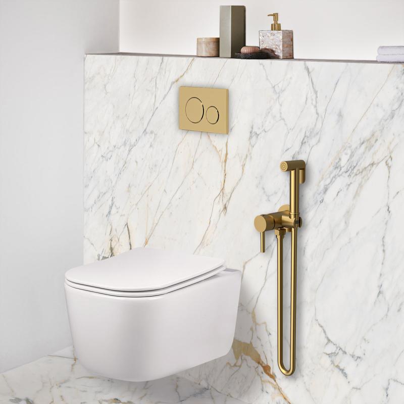 Гигиенический душ VHFW-101BG из латуни в комплекте со смесителем, брашированное золото Vincea