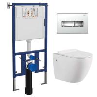 Сет LORANTO Инсталляция с кнопкой Line хром глянец + унитаз CANTO с сиденьем микролифт (4501+7322+CS-2003 HM) фото в интернет-магазине Русалия