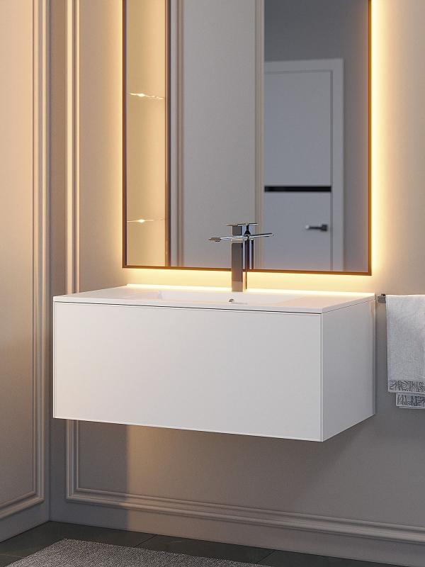 Тумба с раковиной для ванной Uperwood Parma Premium подвесная 85 см, белая 39330205466