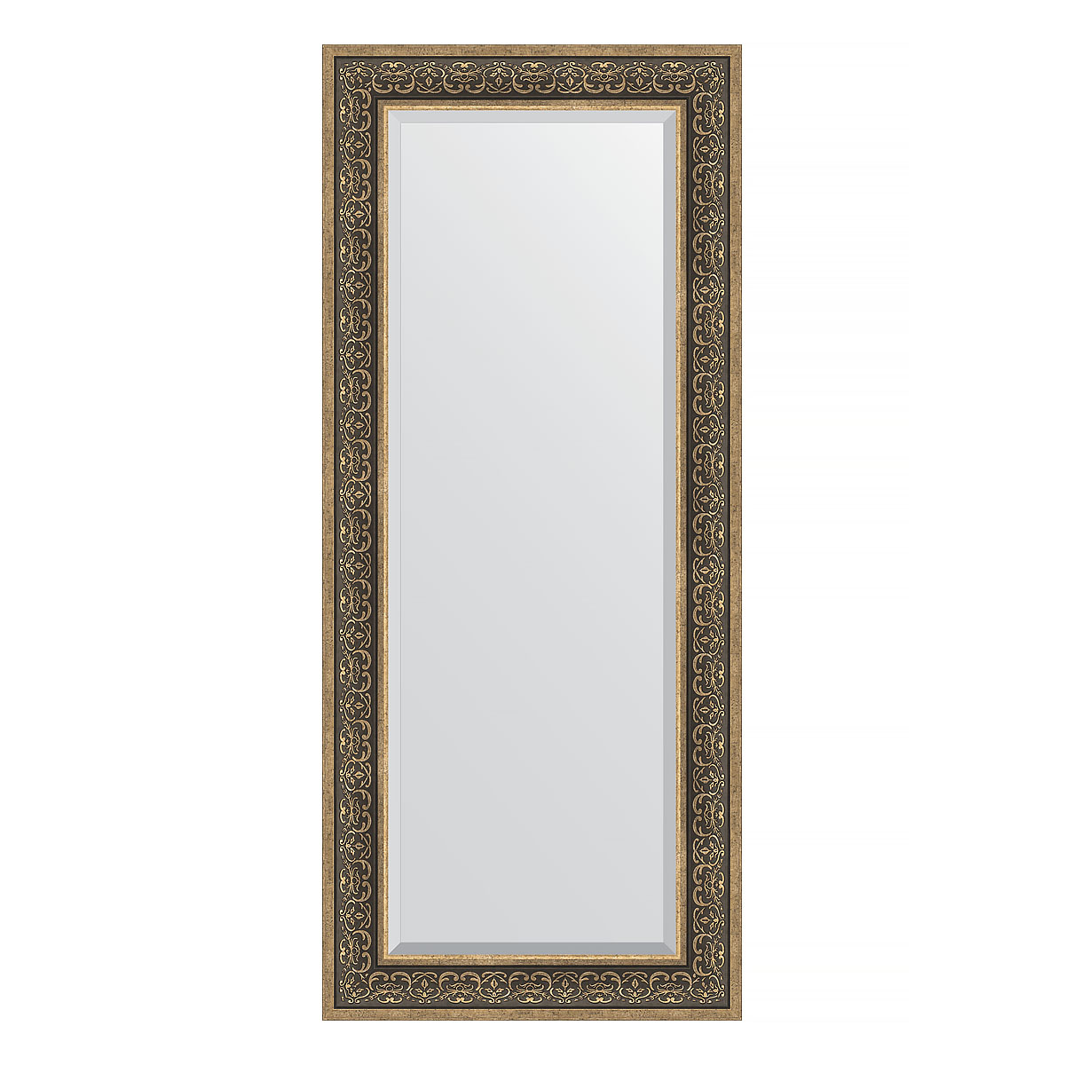 Зеркало настенное с фацетом EVOFORM в багетной раме вензель серебряный, 64х149 см, BY 3553