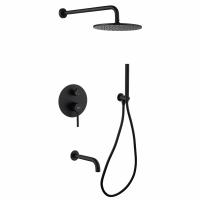 Душевая система ABBER Wasser Kreis AF8117B скрытого монтажа с изливом, черная матовая фото в интернет-магазине Русалия