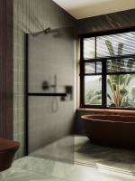 Душевая перегородка в широком профиле 1950*690 Стекло 8 мм Бронза матовая +Полотенцедержатель MGD-722-6ш Maybah Glass фото в интернет-магазине Русалия