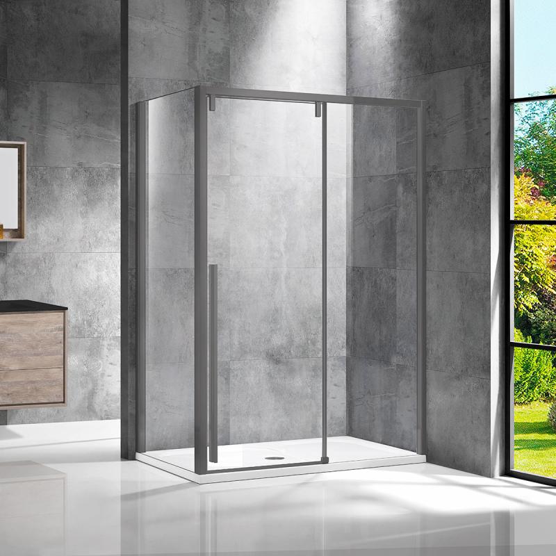 Душевой уголок Lugano VSR-1L1012CLGM-1, 1200*1000, вороненая сталь, стекло прозрачное Vincea