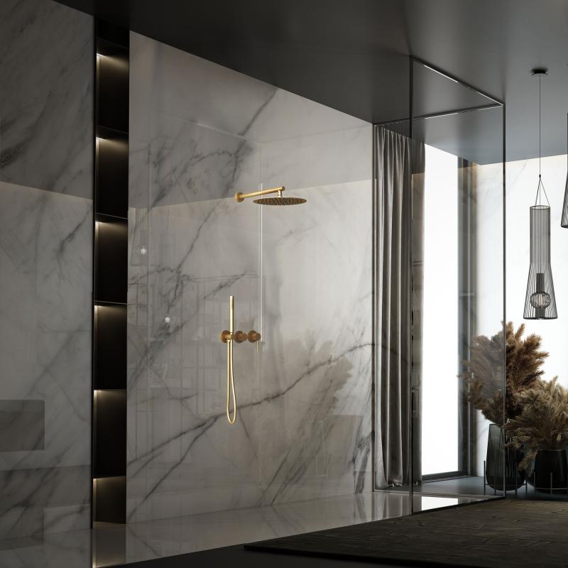 Душевой комплект Groove VSFW-4G01BG4 встраиваемый, 2 режима, 30см верх душ, брашированное золото Vincea