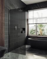 Душевая перегородка в широком профиле 1950*690 Стекло 8 мм Графит MGD-705-5ш Maybah Glass фото в интернет-магазине Русалия