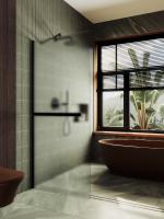 Душевая перегородка в широком профиле 1950*890 Стекло 8 мм Сатин +Полотенцедержатель MGD-737-6ш Maybah Glass фото в интернет-магазине Русалия