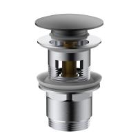 Донный клапан DPU-1B01GM клик-клак G1 1/4, с переливом, вороненая сталь Vincea фото в интернет-магазине Русалия