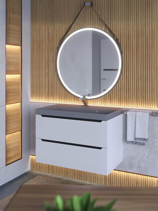 Тумба с раковиной для ванной Uperwood Tanos-Classic Quartz 80 см, белая графит/бетон
 3930421702