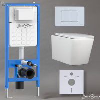 Комплект 3 в 1 инсталляция, унитаз торнадо безободковый белый TOLEDO ALTO (IB.TLA.234.1B1), клавиша смыва белый матовый, нержавеющая сталь  INOX-C (IB.B011.001.000), IBERICA BLANCA фото в интернет-магазине Русалия