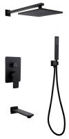 Душевая система ABBER Weiss Insel AF8017B скрытого монтажа с изливом, черная матовая фото в интернет-магазине Русалия
