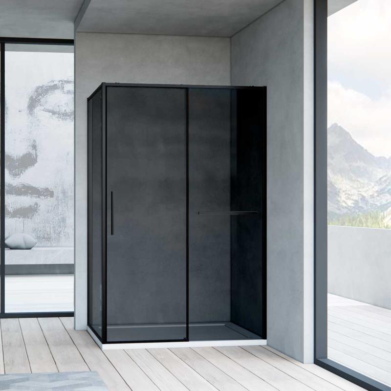 Душевой уголок Slim Soft VSR-1SS9012CGB, 1200*900, черный, стекло тонированное Vincea