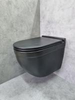 Унитаз подвесной CeramaLux 2198MB черно-матовый фото в интернет-магазине Русалия