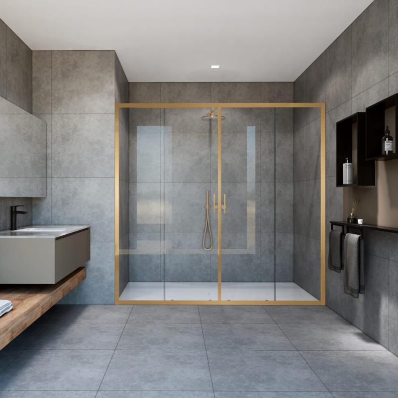 Душевая дверь Garda VDS-1G2170CLG, 1700, брашированное золото, стекло прозрачное Vincea
