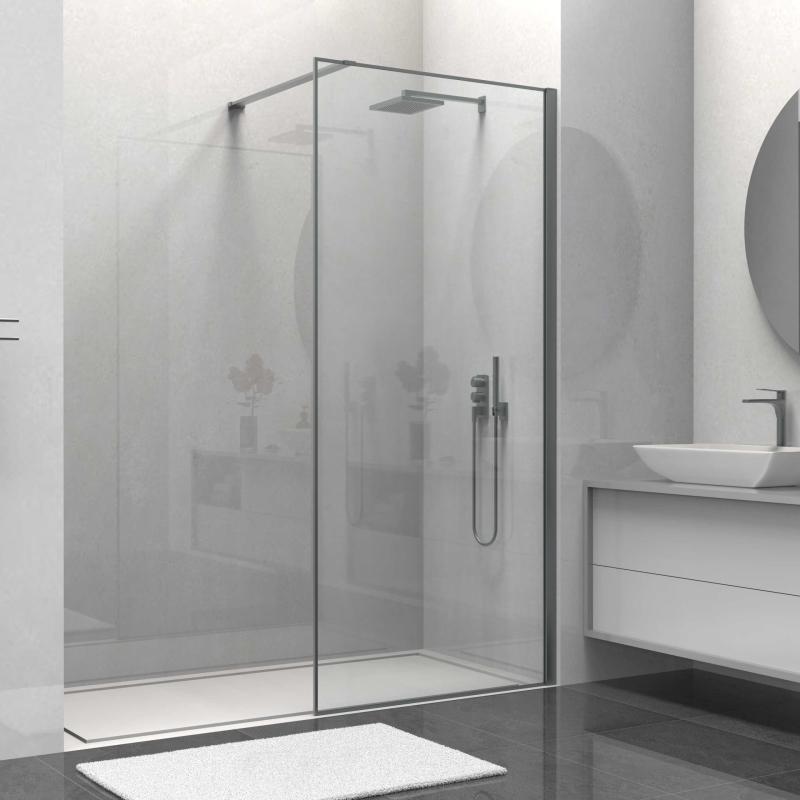 Душевая перегородка Walk-In VSW-1HS100CLGM, 1000*2000, вороненая сталь, стекло прозрачное Vincea