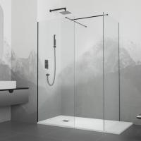 Душевая перегородка RGW WA-020B (WA-010B (2 шт.) + S-1220 B) 1200x1000, стекло прозрачное, профиль черный фото в интернет-магазине Русалия