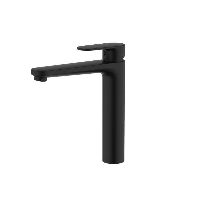 AQ1804MB НИКА смеситель для раковины высокий 190 без донного клапана, матовый черный Aquatek