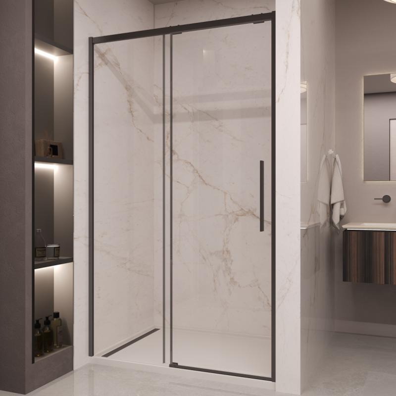 Душевая дверь Stella VDS-1ST120CLB, 1200, черный, стекло прозрачное Vincea