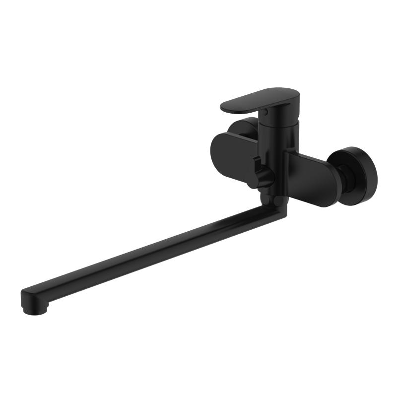 AQ1842MB НИКА смеситель для ванны с длинным изливом, матовый черный Aquatek