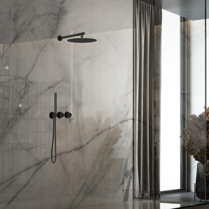 Душевой комплект Groove VSFW-4G01MB встраиваемый, 2 режима, 30см верх душ, черный Vincea