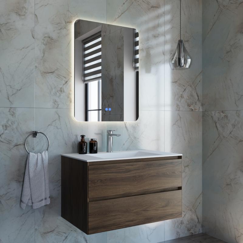 База под раковину Luka 800 подвесная, 2 выкатных ящика soft-close, С.Oak Vincea