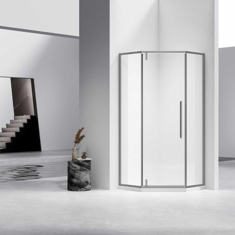 Душевой уголок Slim-N VSP-4SN100CLGM, 1000*1000, вороненая сталь, стекло прозрачное Vincea