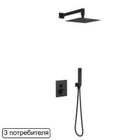 Термостатическая душевая система скрытого монтажа EXCELLENT Keria AREX.SET.2048BL (черный мат) фото в интернет-магазине Русалия