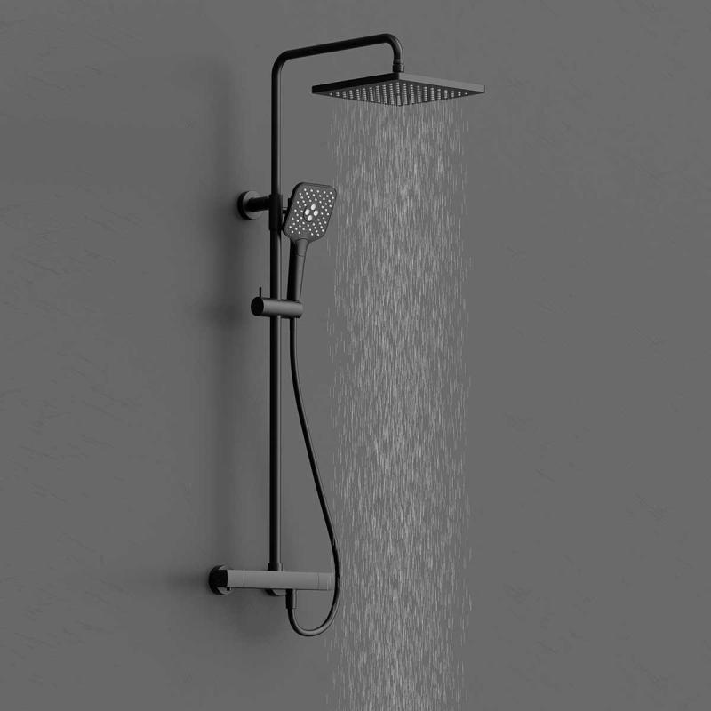 Душевая стойка Next VSFS-1N0TMB термостатическая, черный Vincea