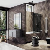 Шторка для ванны складная 4 секции 1400*980 Стекло 6 мм Графит MGV-588-4 MaybahGlass фото в интернет-магазине Русалия